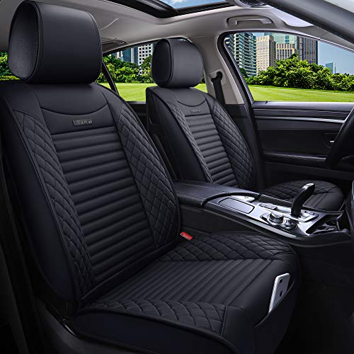 Aierxuan 5 Car Seat Covers Full Set Waterproof Leather Universal Fit Nissan Honda Civic CRV Hrv Kia Sorento Toyota Corolla 4Runner Camry Hyundai Jeep Ford Focus Edge Mazda (Full Set, Black)