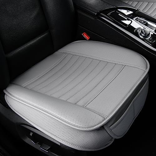 2pc Edge Wrapping Comfortable Car Front Seat Covers, Seat Protectors, Anti-Slip Bottom Seat Cushion Covers for Auto with PU Leather(Gray)