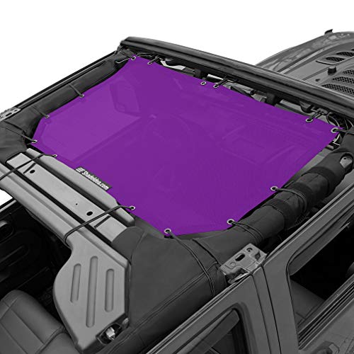 Shadeidea JK Sun Shade Top Compatible with Jeep Wrangler JKU Top Sunshade Soft Mesh Roof Cover (2007-2018)- Wind Noise UV Blocker -10 Year Warranty -4 Door & 2 Door -Purple -Front