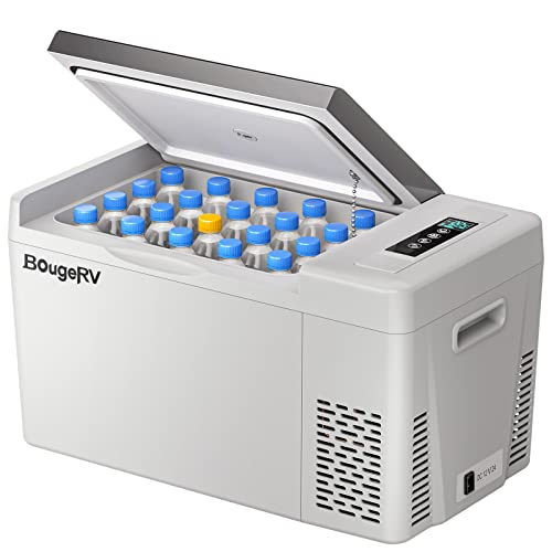 BougeRV 12 Volt Refrigerator 12V Car Fridge 23 Quart Portable Freezer Compressor Cooler 12/24V DC 110~240 Volt AC for Truck Van RV Camper SUV Travel Camping Road Trips Tailgating -8F~50F