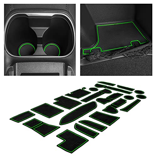 CupHolderHero Fits Subaru Outback and Subaru Legacy 2020-2024 Accessories, Premium Custom Non-Slip Anti-Dust Cup Holder Inserts, Center Console Liners, Door Pocket Mats, 21pc Set, Green Trim