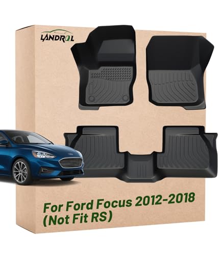 Car Floor Mats Replacement for Ford Focus 2012-2018 (Not Fit Focus RS) Heavy Duty TPE Liner Custom Fit All Weather Waterproof Protection Full Set Coverage Anti-Slip Carpets