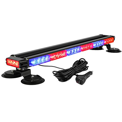 ASPL 29.5" 54 LED Strobe Light Bar Double Side Flashing High Intensity Emergency Warning Flash Strobe Light with Magnetic Base for Safety Construction Vehicles Tow Trucks Pickup (Red/Blue)