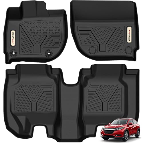 YITAMOTOR Floor Mats Compatible with 2016-2022 Honda HR-V, Custom Fit Black TPE Floor Liners,1st & 2nd Row All-Weather Protection
