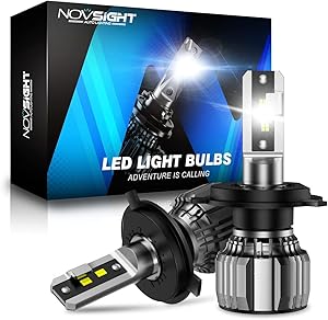 NOVSIGHT H4/9003/HB2 LED Headlight Bulbs, 13000 Lumen 300% Brighter Hi/lo Conversion Kit, 60W 6500K Cool White, Extremely Fast Cooling Halogen Replacement