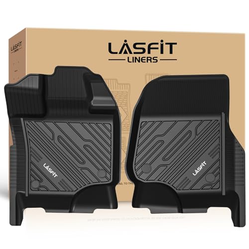 LASFIT Front Floor Mats for Ford F-150 2015-2025 | F150 Lightning 2022-2025 SuperCrew & Super Cab Carpet Floor All Weather Car Liners TPE Truck Mats-First Row Only, 2pcs Black