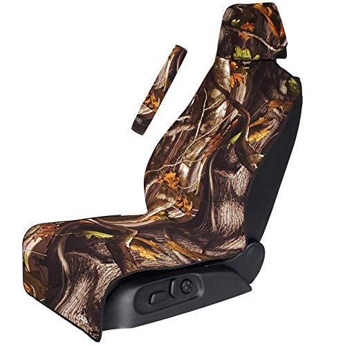 Gear Camo Premium Universal Fit Waterproof Stain Resistant Car Seat Cover Neoprene Non-Slip Bucket Seat Hunting Dog & Sweat Proof Protector Save Your Leather Cloth Seats Auto Van Truck SUV Sedan