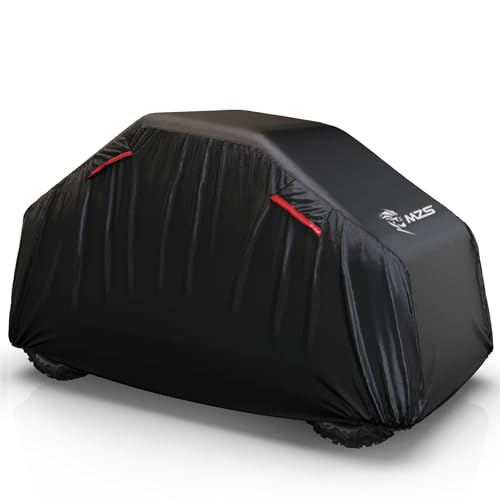 MZS UTV Cover, All Weather Waterproof Side by Side Cover Protection Universal fits up to 120 inch Utility Vehicle Covers - Vents Night Reflective Tear Wind Proof Adjuster Buckle Storage Bag