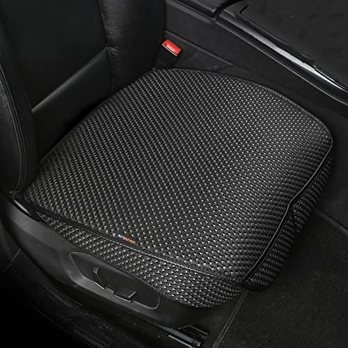 Auto Newer 2 PCS Breathable Universal Four Seasons Car Seat Covers,Luxury Car Seat Cushion,Protectors for Front Seat Bottoms,Compatible with 95% Vehicles, Fit for Cars Truck SUV or Vans(Black+Grey)