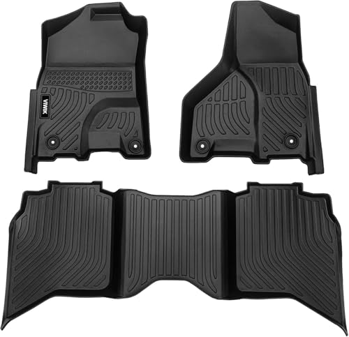 VIWIK Floor Mats for Dodge Ram 1500/2500/ 3500 Crew Cab 2013-2018, for Dodge Ram 1500 Classic Crew Cab 2019-2024 Automotive Car Floor Mats All Weather Custom Floor Liners 1st & 2nd Row TPE Black