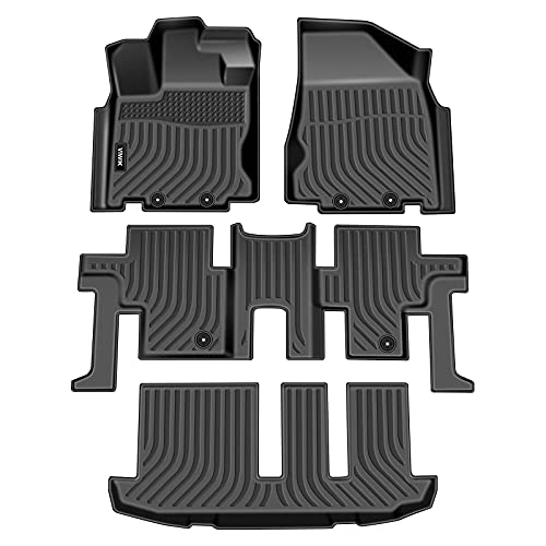 VIWIK Floor Mats Fit for Nissan Pathfinder 7 Seat 2013-2020 / QX60/ 2013 JX35 2014-2020, Car Mats All Weather Custom Floor Liners Full Set Include 1st 2nd 3rd Row, Automotive Floor Mats TPE Black