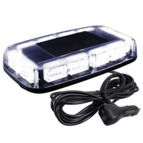 ASPL 48LED Roof Top Strobe Lights, High Visibility Emergency Safety Warning LED Mini Strobe Light bar with Magnetic Base for 12-24V Snow Plow, Trucks, Construction Vehicles (White)