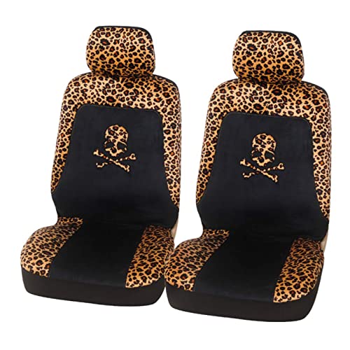 AUTOFAN Leopard Car Seat Covers Full Set with Steering Wheel Cover 2 Seat Belt Pads, Cheetah Print Seat Covers for Cars for Women,Airbag Compatible,Universal Fits for Cars,SUV,Truck