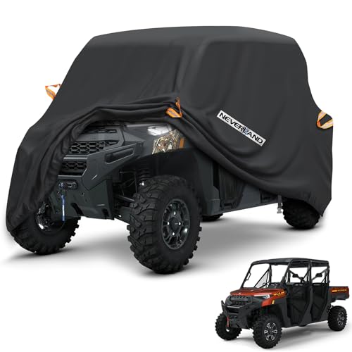 NEVERLAND UTV Cover Heavy Duty Ranger Cover Waterproof 4-6 Seater Side by Side Covers 4 Door All Weather Storage Reflective Strip Compatible with Polaris RZR XP Can Am Defender Maverick Yamaha SxS