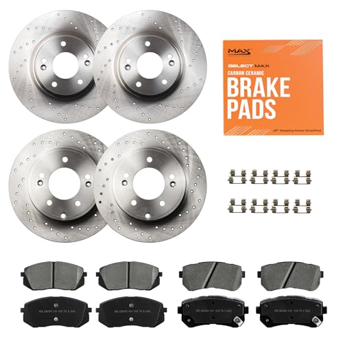 Max Advanced Brakes StyleMAX Front & Rear Brake Kit | Fits 2015-2019 Hyundai Sonata; 2016-2020 Kia Optima | Brake & Rotor Kit for Daily Performance | Cross-Drilled Rotors & Ceramic Brake Pads