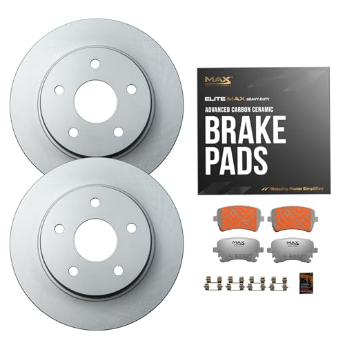 Max Advanced Brakes Rear Brake Kit Compatible With 2015-2016 2017 2018 2019 2020 Ford F150 w/EPB Expedition Replacement Geomet Coated OE Disc Brake Rotors and Ceramic Brake Pads