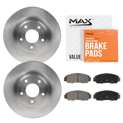 Max Advanced Brakes Front Brake Kit Compatible With 2000 2001 Dodge Ram 1500 4WD Replacement Premium OE Disc Brake Rotors and Ceramic Brake Pads