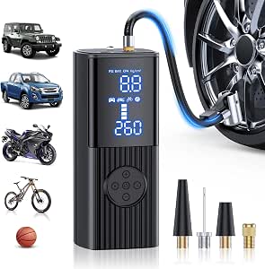 Tire Inflator Portable Air Compressor - 180PSI & 20000mAh Portable Air Pump, Accurate Pressure LCD Display, 3X Fast Inflation for Cars, Bikes & Motorcycle Tires, Balls.
