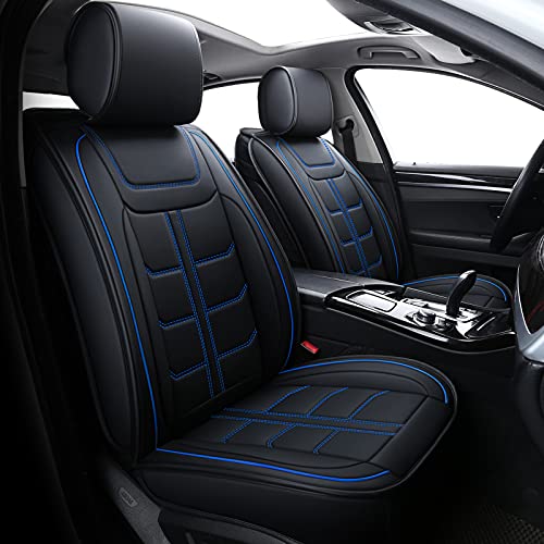 Coverado Leather Seat Covers Front, 2-Pack Universal Seat Covers for Cars, Waterproof Luxury Leatherette Car Seat Cushions, Auto Car Seats Protectors, Driver Seat Covers Fit for Most Vehicles Beige