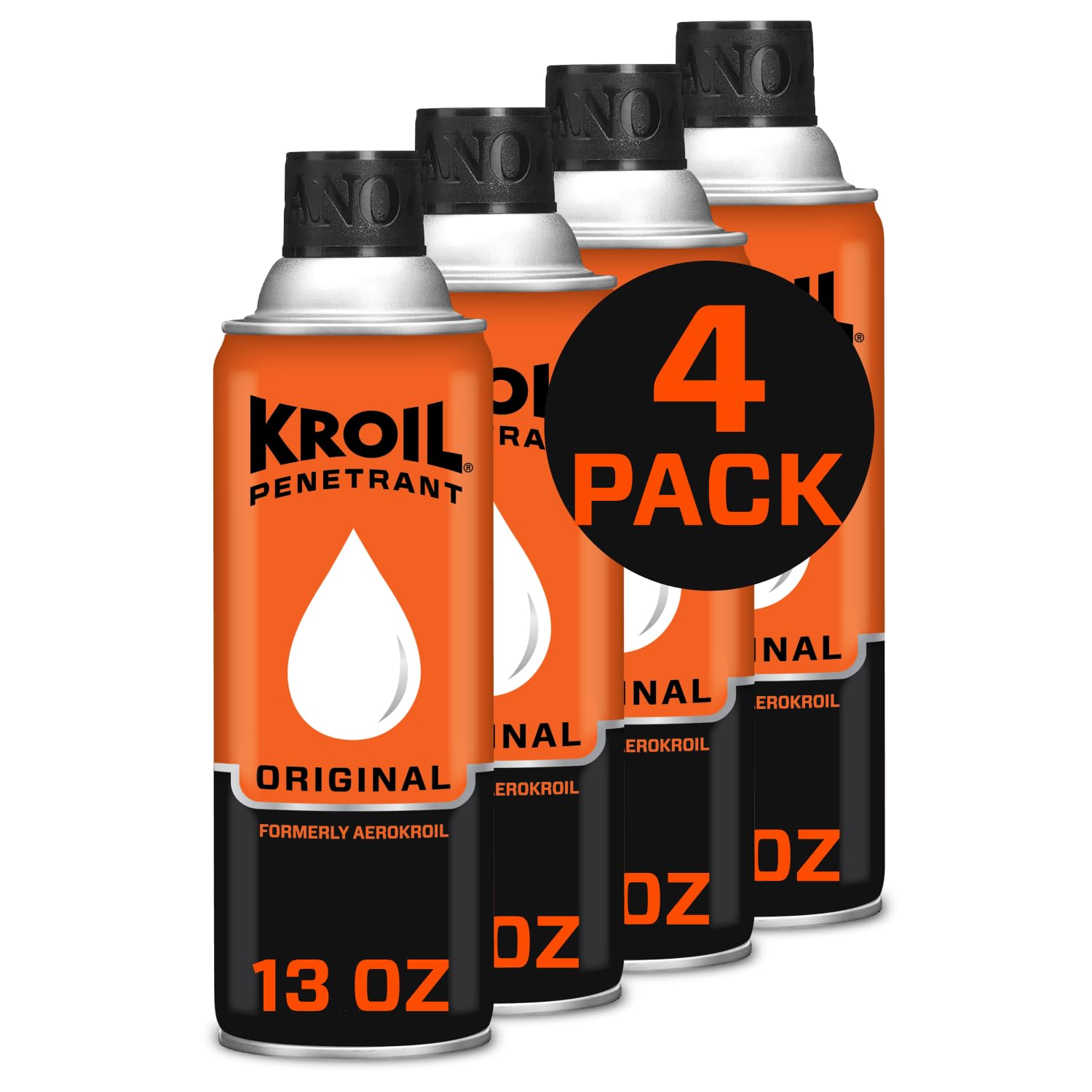 Kroil Original Penetrating Oil (Aerosol Spray-13oz Can-Case of 4) | Penetrant for Rusted Bolts, Metal, Hinges, Chains, Moving Parts | Rust, Corrosion Inhibitor (AZKS132C4)