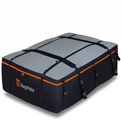 Heavy-Duty Waterproof Roof Bag  23 Cubic Feet Rooftop Cargo Carrier, Soft Luggage Carrier with Protective Mat (Roofbag for SUVs and Cars)  Compatible with Racks or Without