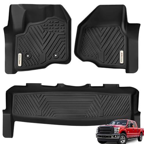 YITAMOTOR Floor Mats Compatible with Ford F-250/F-350/F-450/F-550 Super Duty SuperCrew/Crew Cab 2012-2016, Custom Fit 1 st & 2nd Row Floor Liner Set