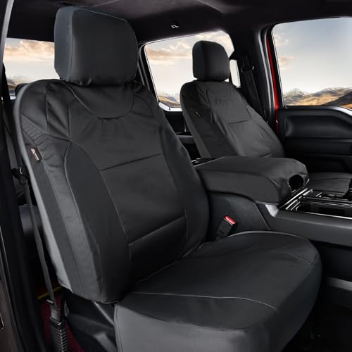 Coverado Front Seat Covers, Waterproof Oxford Seat Protector for Car Seat Cushions for Kids & Dogs, Compatible with 2015-2025 Ford F150 & 2017-2025 Ford F250 F350 F450 (Black, 2PCS)