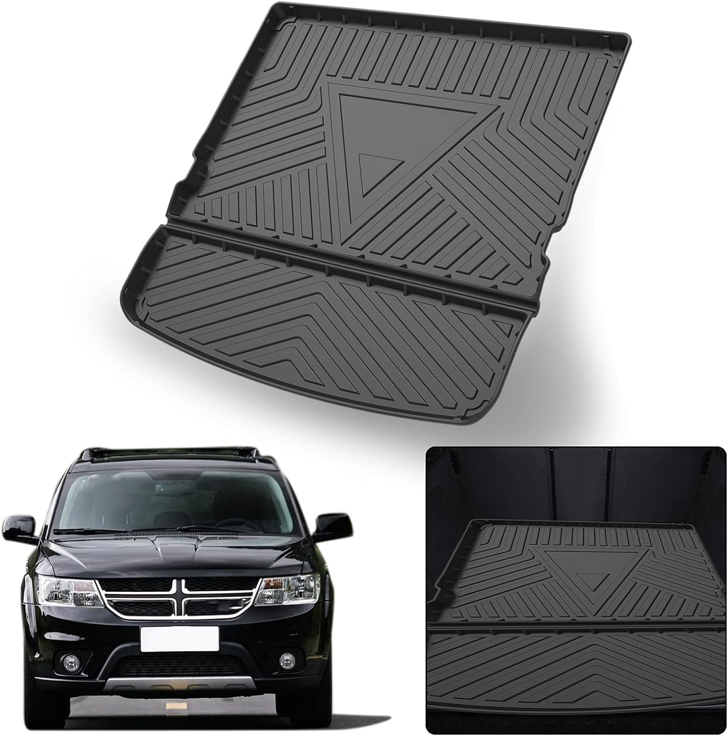 Cargo Liner for 2021 Journey - Black TPO All Weather Heavy Duty Waterproof Rear Cargo Tray Trunk Floor Mat Protector Compatible with 2009-2019 2020 2021 Dodge Journey