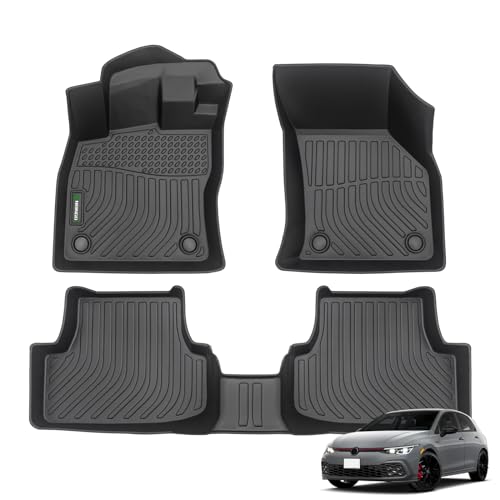 Floor Mats for VW Golf/Alltrack/GTI/R/Sportwagen MK7 2015-2021 Waterproof All Weather Car Mats Floor Liners VW Accessories Front & Rear Full Set Black