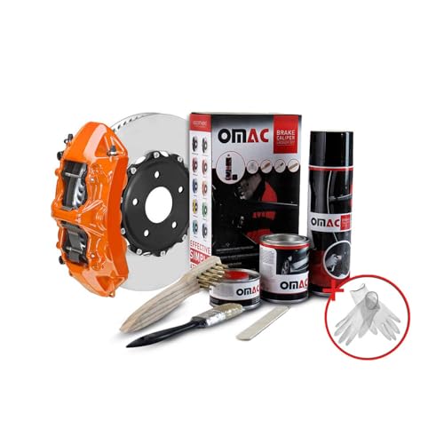 OMAC High Temperature Brake Caliper Paint System Kit, Heat Resistant Coating, Epoxy Paint Based System, Arizona Orange (Glossy)
