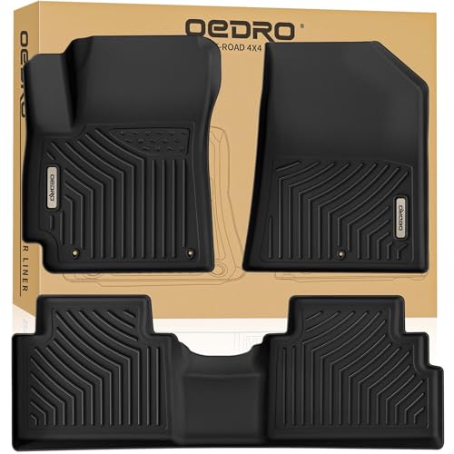 OEDRO Floor Mats Fit for 2020-2025 Kia Soul, Unique Black TPE All-Weather Guard Includes 1st and 2nd Row: Front, Rear, Full Set Liners
