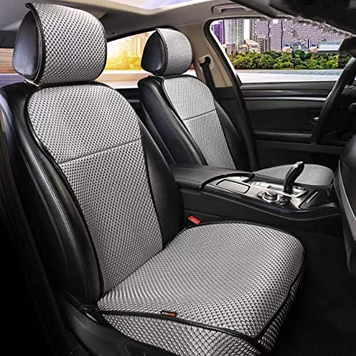 Auto Newer Luxury Breathable Car Seat Cover Fit Four Seasons, Universal Front of Car Seat Cushions, Bottom Seat Covers of Full Wrapped Edge,Universal Fit for 95% Cars,SUV,Pickup,Van(Grey,2PCS)