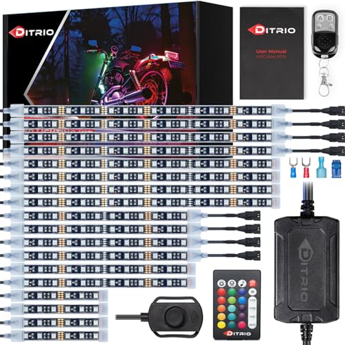 DITRIO 18pcs Motorcycle Led Lights Kit 12v with Turn Signal and Blinking Brake Light Features for Motorcycle Harley Golf ATVs UTVs - M18r