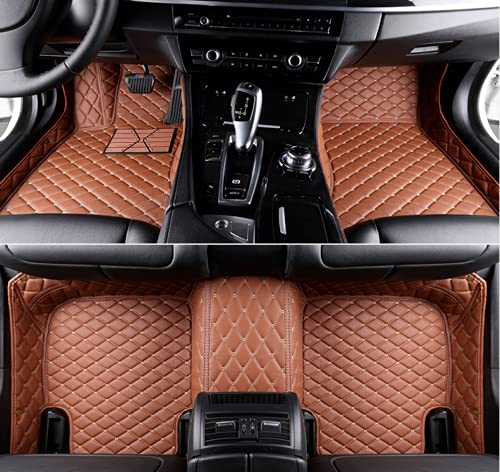 Custom Making Car Floor Mats for 95% Sedan SUV Sports Car Full Coverage Cute Men Women Pads Protection Non-Slip Leather Floor Liners (Light Brown)