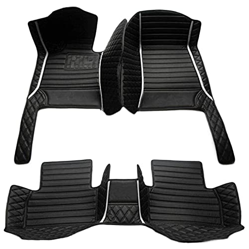 Custom Making Car Floor Mats for 95% Sedan SUV Sports Car Full Coverage Cute Men Women Pads Protection Non-Slip Leather Floor Liners (Black White Strips)