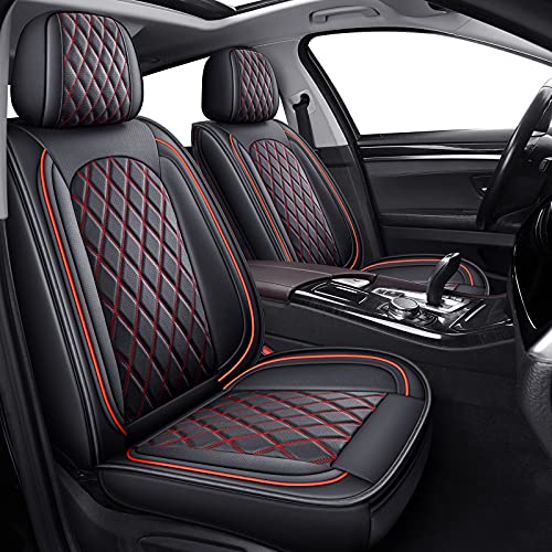 MIROZO 2pcs Front Seat Covers (Black and Red)