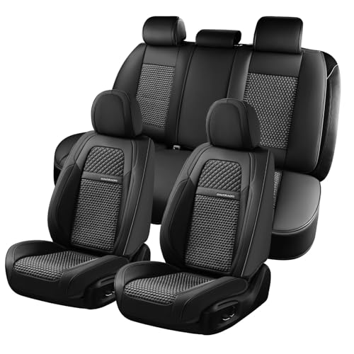 Coverado Car Seat Covers Full Set, Nappa Leather Black Seat Covers for Cars, Waterproof Car Seat Protector, Front and Back Seats Universal Fit for Most Vehicles