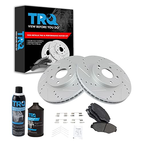 TRQ Front Performance Brake Pad & Rotor Kit (Semi-Metallic, G-Coated)