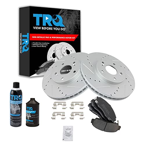TRQ Performance Semi‑Metallic Slotted X Drilled
