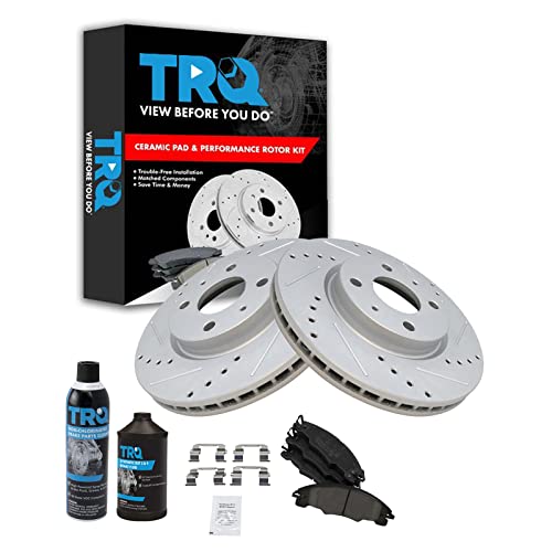 TRQ Front Performance Brake Pad & Rotor Kit Brake Chemical Kit Brake Pads Brake Rotors Set Ceramic Premium G-Coated Compatible with 2008-2011 Ford Focus