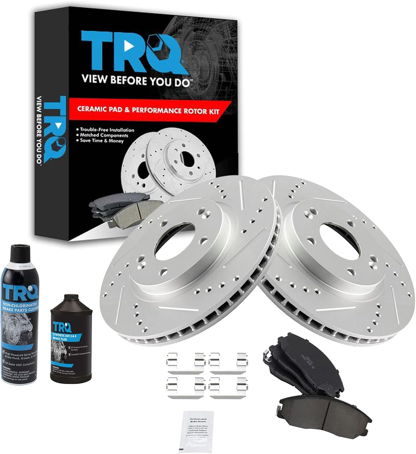 TRQ Front Performance Brake Pad & Rotor Kit (Santa Fe)
