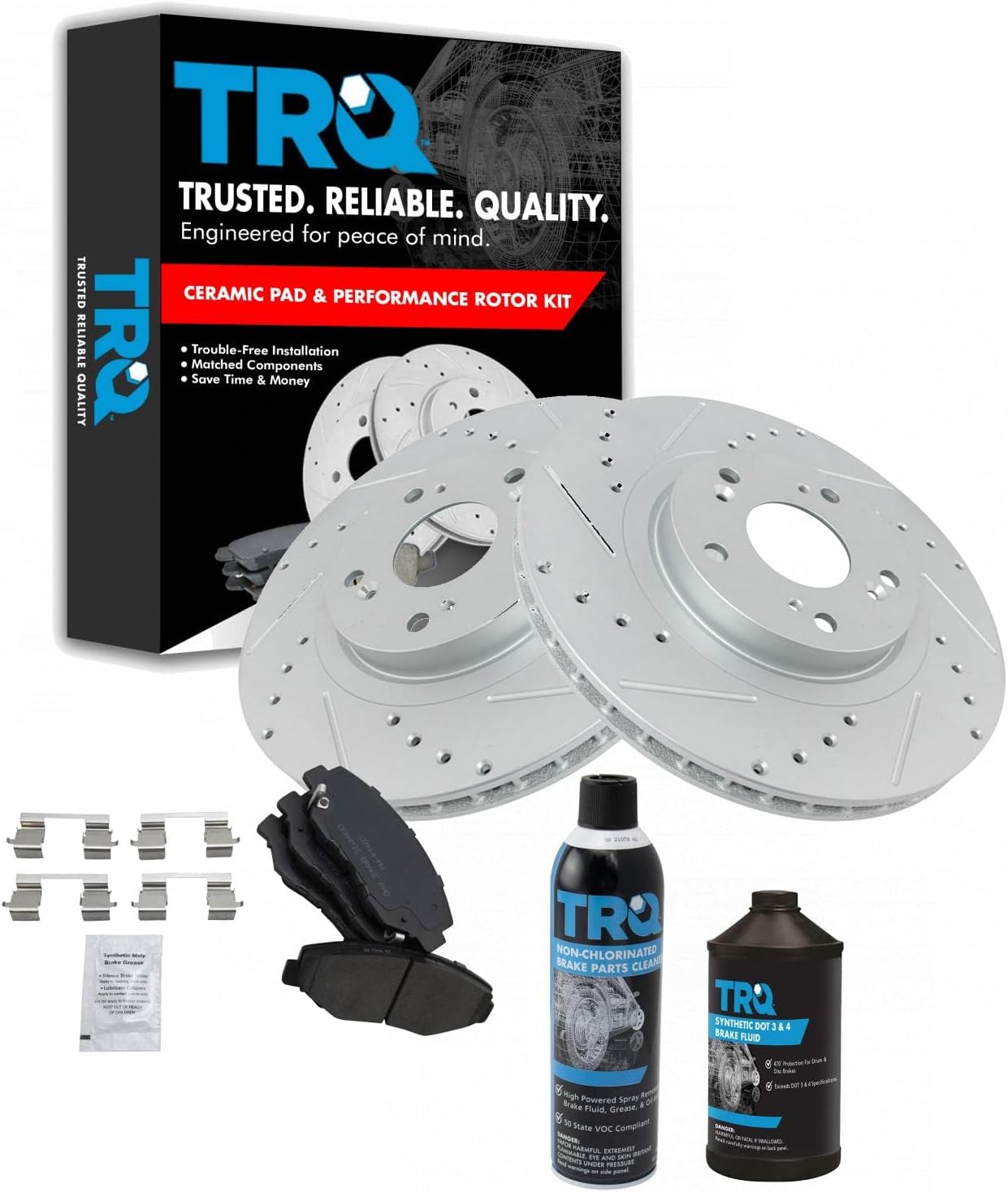TRQ Front Performance Brake Pad & Rotor Kit (Honda CR-V)