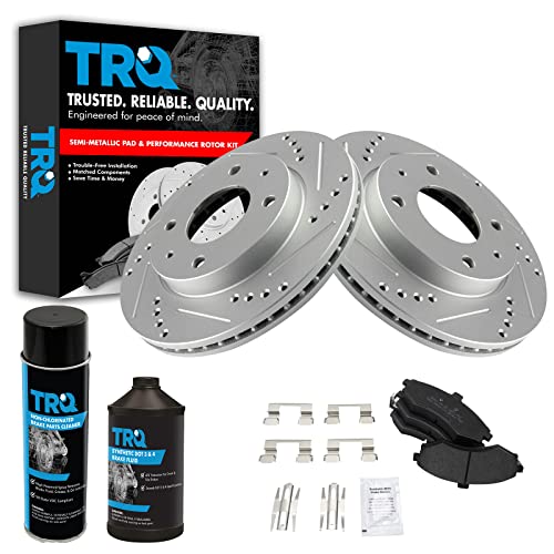 TRQ Front Performance Brake Pad & Rotor Kit Brake Chemical Kit Brake Pads Brake Rotors Set Semi-Metallic Premium G-Coated Compatible with 2002-2005 Hyundai Elantra