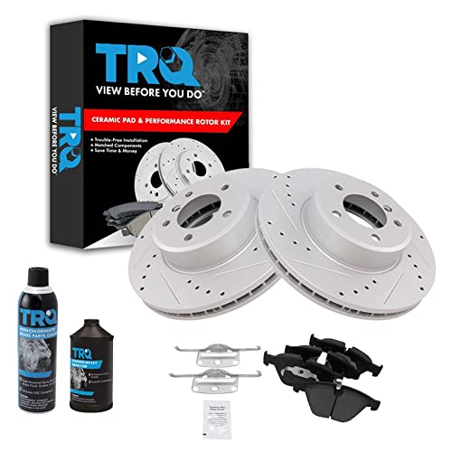 TRQ Front Brake Pad & Rotor Kit Performance Ceramic Compatible with 04-10 BMW