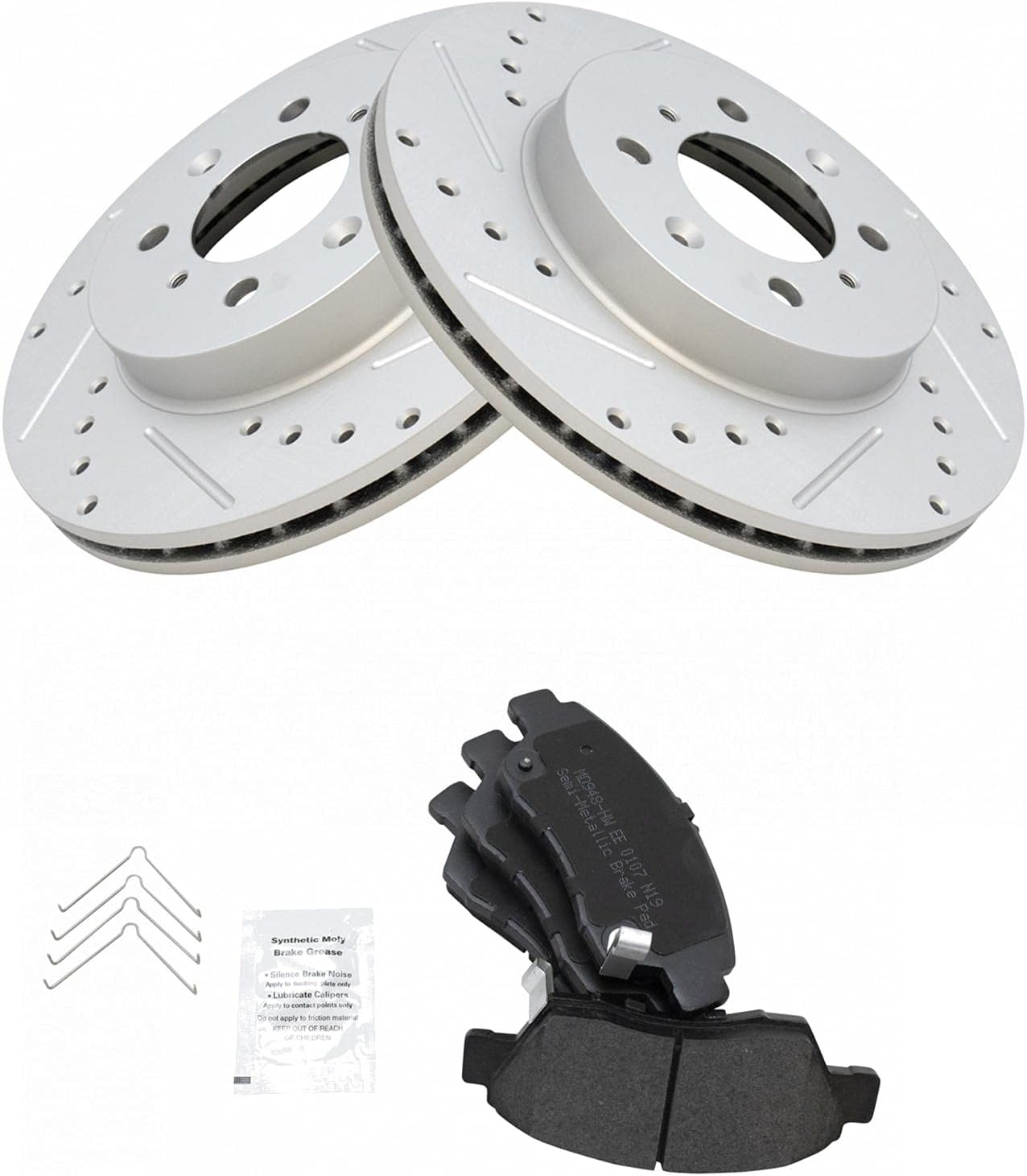 TRQ Front Performance Brake Pad & Rotor Kit Brake Pads Brake Rotors Set Semi-Metallic Compatible with 2003-2005 Honda Civic 1994-1997 Civic del Sol 2009-2013 Fit