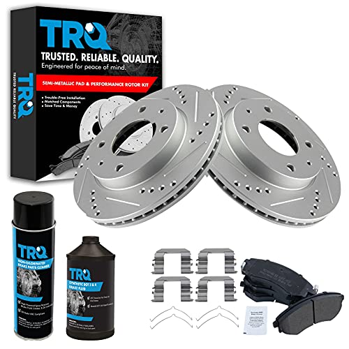 TRQ Front Performance Brake Pad & Rotor Kit Brake Chemical Kit Brake Pads Brake Rotors Set Semi-Metallic Compatible with 1998-2006 Hyundai Elantra 1999-2001 Sonata Tiburon