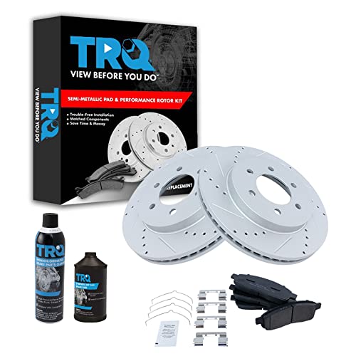 TRQ Front Performance Brake Pad & Rotor Kit Brake Chemical Kit Brake Pads Brake Rotors Set Semi-Metallic Premium G-Coated Compatible with 2004-2008 Ford F-150 2006-2008 Lincoln Mark LT