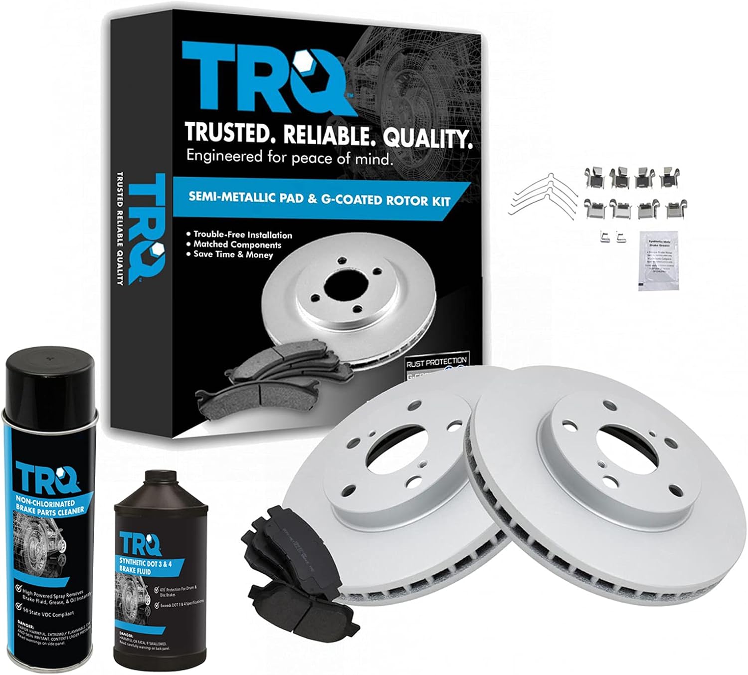 TRQ Front Brake Pad & Rotor Kit (Semi‑Metallic)