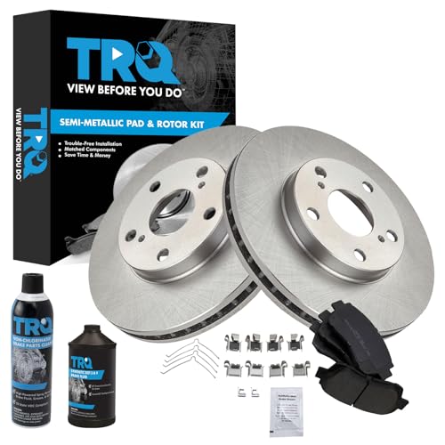 TRQ Front Brake Pad & Rotor Kit Brake Chemical Kit Brake Pads Brake Rotor Semi-Metallic Compatible with 1995-1997 Toyota Avalon 1996-2001 Camry 1998-2003 Sienna