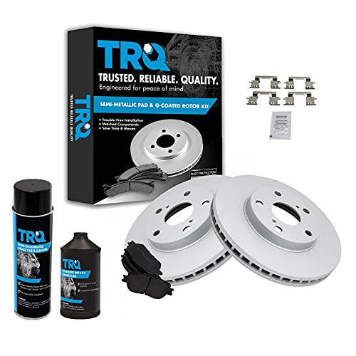 TRQ Front Brake Pad & Rotor Kit Brake Chemical Kit Brake Pads Brake Rotor Semi-Metallic Premium G-Coated Compatible with 2002-2006 Toyota Camry